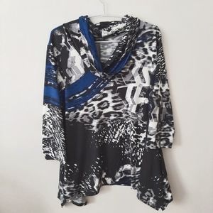 VAMP Top Geometric Design Asymmetrical Cowl  Large